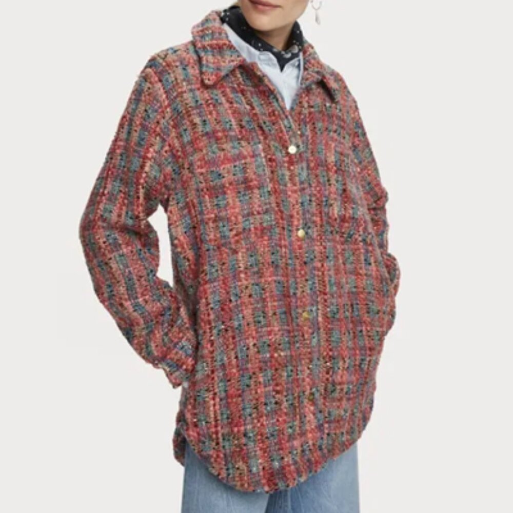 Maison Scotch & Soda Tweed Oversized Heavyweight Shirt Jacket Shacket Coat S
